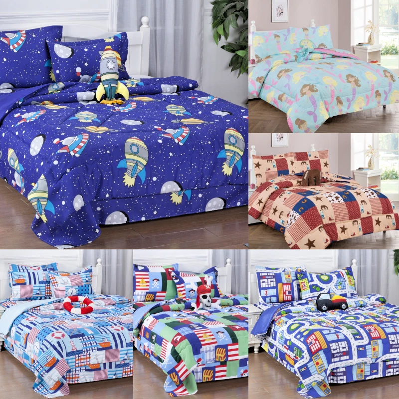 NEW BEDROOM KID BED IN A BAG COMFORTER SHEET COMPLETE BEDDING SET TWIN FULL SIZE - Image 2 of 2