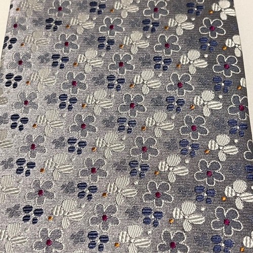 Jerry Garcia Krawatte Silber Floral Blumen Seide Atemberaubend Unikat Stilvolles Design - Bild 5 von 22
