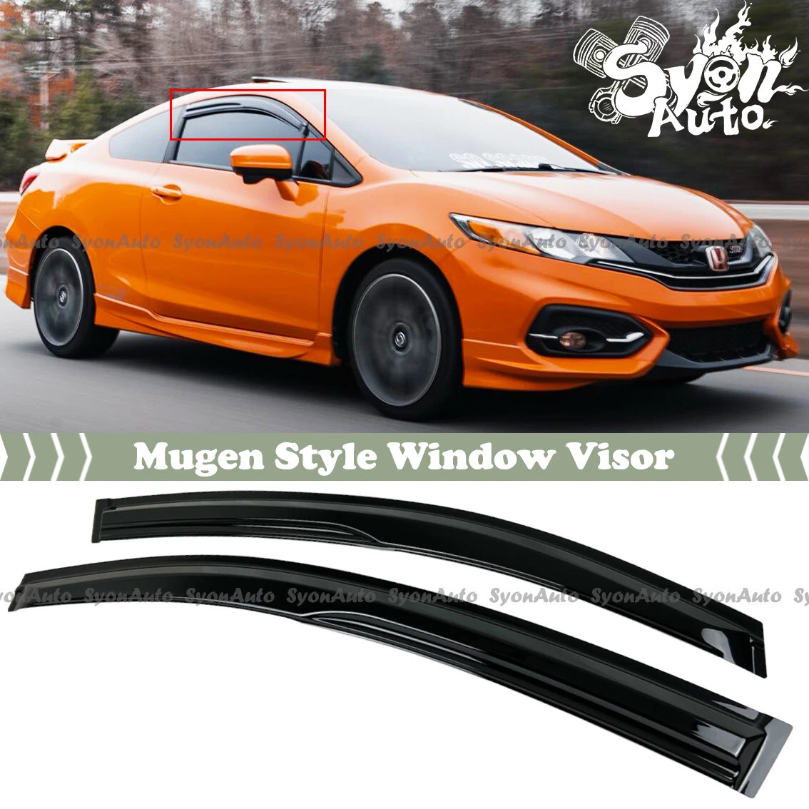 Mugen style window visors civic coupe online