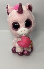 Ty Beanie Boos Valentine Plush 6  Darling Unicorn With Heart TySilk Tags