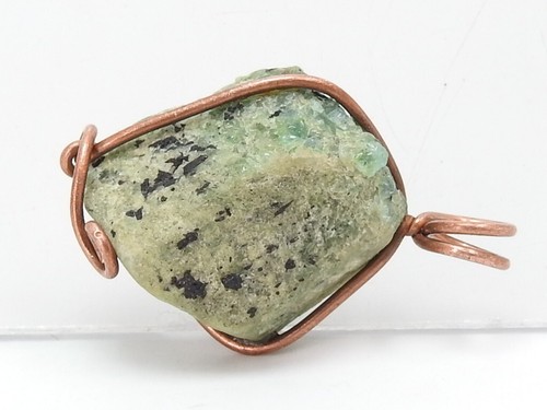 Emerald Rough Pendant Wire Wrapped Copper Jewelry 27X22X10MM Personalized Gift - Picture 7 of 8