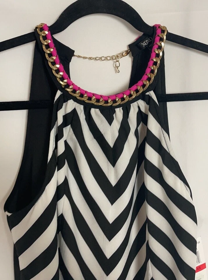 全新 XOXO 无袖黑白条纹衬衫 尺寸 XS — 第 3/4 张图片