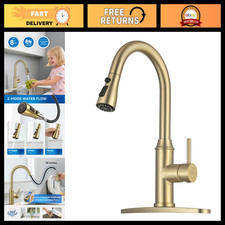 Brushed Gold Kitchen Faucet with Pull Down Sprayer, 3-Mode Spray Function