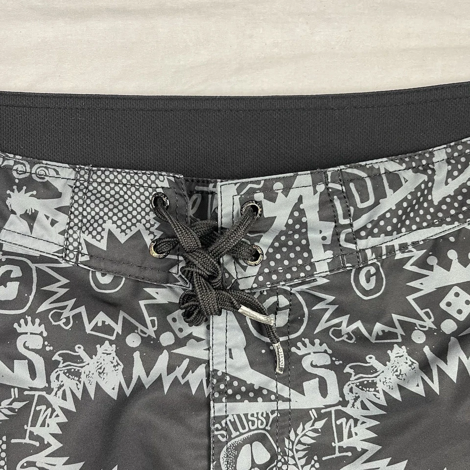 Pantalones Cortos de Tabla Stussy Para Hombres 36 Negros Playa Surf Natación Estampado Completo Stüssy Foto 2 de 4