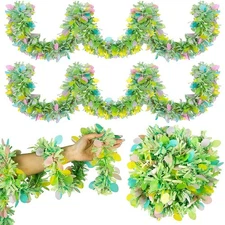 39 Feet 6Pcs Easter Tinsel Garlands Decorations, Colorful Twist with Confetti