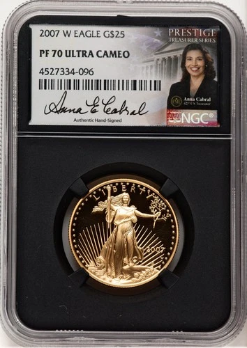 2007-W Proof Gold Eagle 1/2 oz Anna Cabral Prestige Treasurer Series NGC MS70