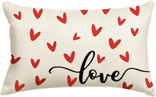 Valentines Pillow Covers 12x20 inch Valentines Day Decoration Red Love Heart Ann