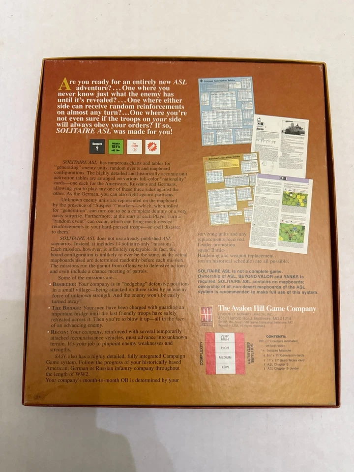 Vintage 1995 Solitaire ASL A Squad Leader Game Board Game Avalon Hill WWII - Image 3 of 3