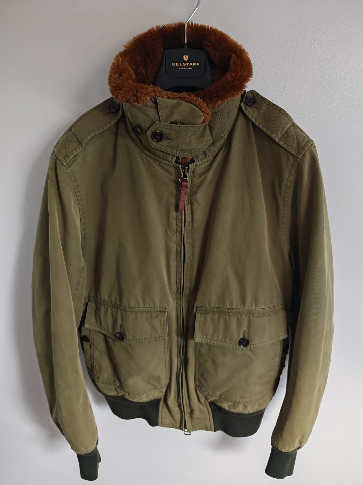 Belstaff David Beckham Moore Bomber Jacket Blouson Khaki Real Shearling IT 50 image 7