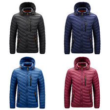 Winter Men's Outdoor Jacket Warm Removable Hooded Coat Cotton Padded Outerwear