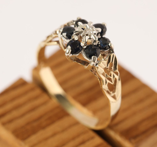 Sapphire & Diamond Cluster Ring