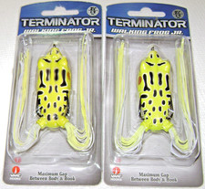 TERMINATOR WALKING FROG JR. LURES LOT OF 2 YELLOW LEOPARD COLOR TOPWATER BASS