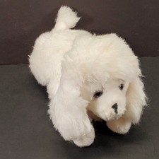 Russ Berrie 8" White Poodle Dog Plush Puppy Toy w/Collar Cleaned