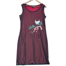 Carole Little Red Black Mesh Overlay Asia Kanji Embroidered Cranes Dress Women L