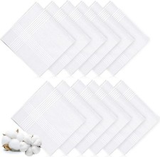 12 Pack Handkerchiefs for Men, 100 Soft Cotton 16x16 In Large Classic Hankies