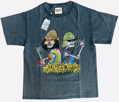 Gallery Dept Vintage Black ATK Skeleton Beach Glitter Logo T-Shirt Size XL