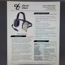 David Clark communication headset model H3442 with microphone