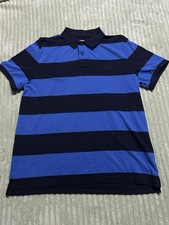 Old Navy Men's 2XL Striped Polo Shirt Classic Fit Blue Navy Short Sleeve
