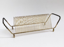 Vintage MCM 45 RPM 7" Record Rack Gold Wire Atomic Mid Century Record Holder
