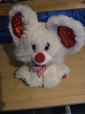 Vintage Dan Dee Plüsch weiche weiße Weihnachtsmaus 9 Zoll