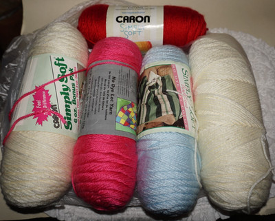 5 Skeins, Caron, ''Simply Soft'', Multicolor, Worsted, 4 Ply, 6oz., Acrylic Yarn