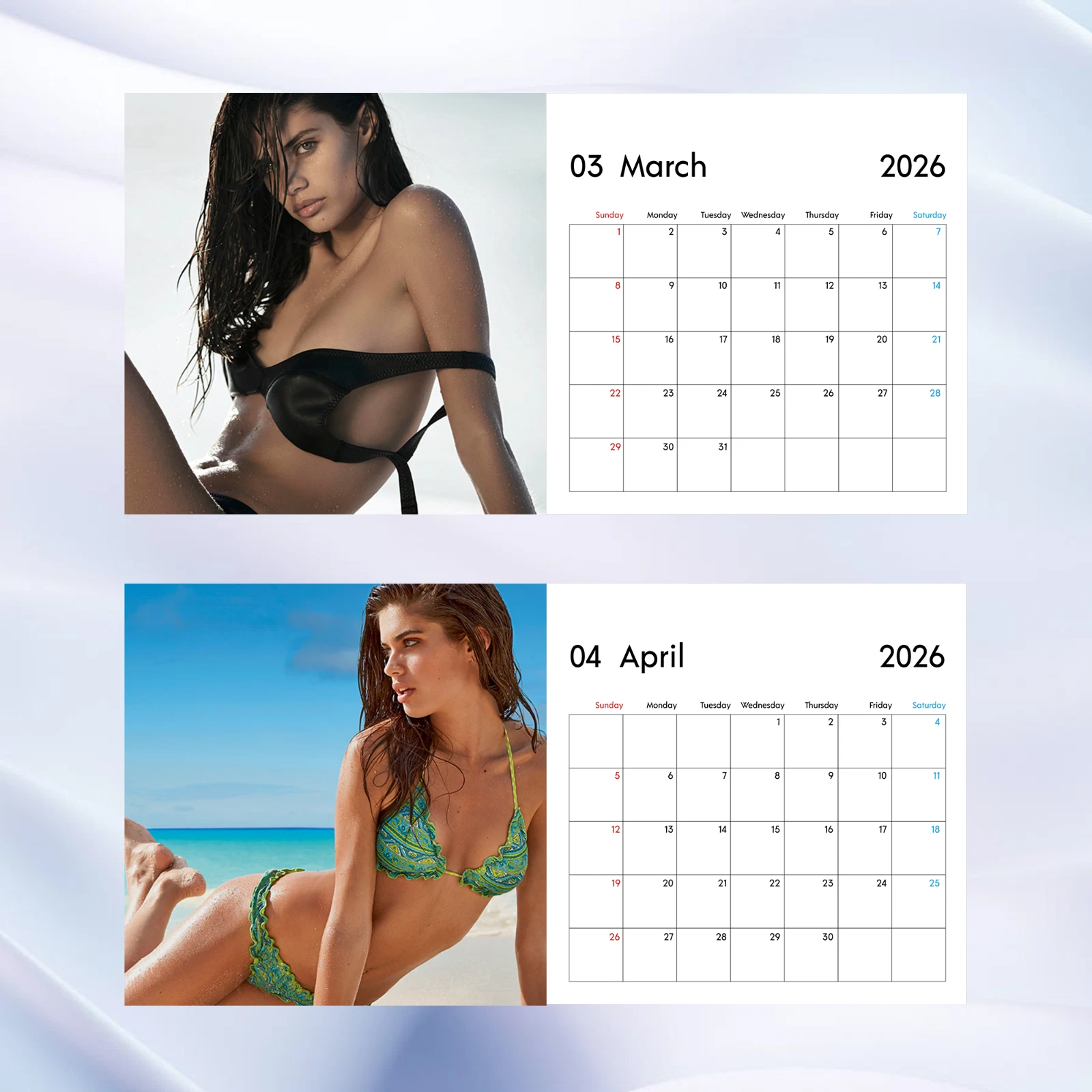 Sara Sampaio 2026 Calendar, Beach Bikini Photo Collection, Fashion Wall Art Gift