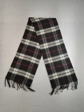 V. Fraas Cashmink Unisex Scarf Multicolor Plaid Raw Hem Logo Multifunction