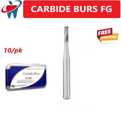 Dental Carbide Burs FG Midwest SS White Type Bur, Flat Fissure 56, 57,  10/Pk