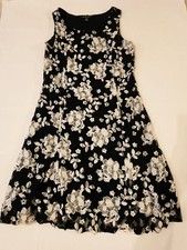 Perceptions New York Black & White Floral Sleeveless Dress Size M