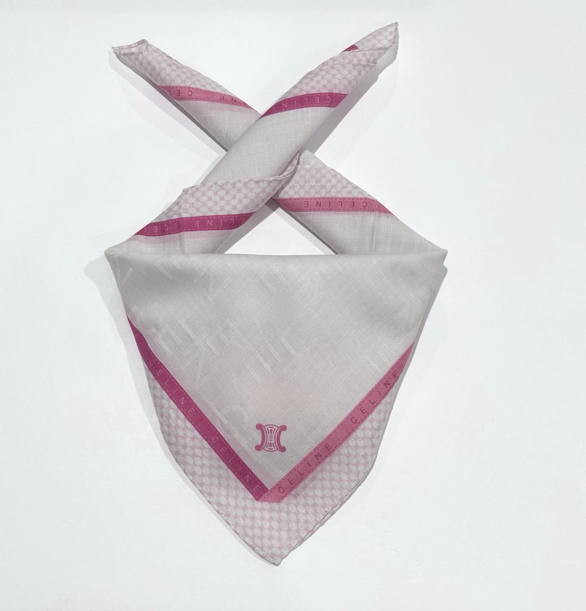 Celine White Lace-Trim Floral Scarf/handkerchief with Pink & Purple Accent Vintage Celine Fabric - Etsy main image 3