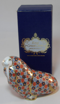 Früher Royal Crown Derby Walross Briefbeschwerer 1988 Gold Stopper + Box TOP
