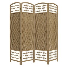 4 Panel Folding Room Divider, Freestanding Privacy Screen, Natural
