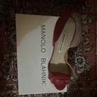 Manolo Blahnik Women’s Red Leather D’Orsay Open Toe Stiletto Buckle 10 — photo 2