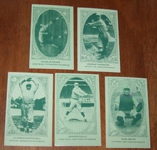 Five 1991 Reprint Green American Caramel Vintage Baseball Player Mini Cards A