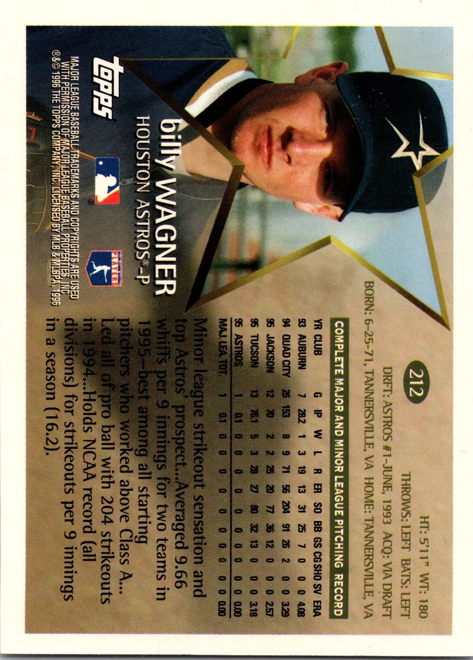 1996 Topps Chrome #74 Billy Wagner Refractors - Image 2 of 2