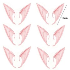 6 Pcs Halloween Elf Ears Latex Soft Fairy Angel Cosplay Costume Accessories Set