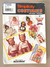 1990's Simplicity Infant Bib and Hat Halloween Costume Pattern 7988 UNCUT