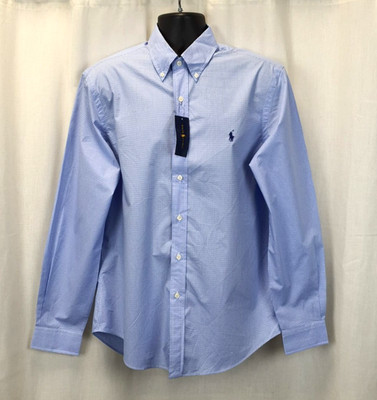 Ralph Lauren Langarm Slim Fit Blau/Weiß Gingham L UVP 145£ CR064 BB 15