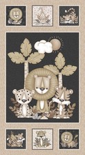 23" Fabric Panel Henry Glass Nursery Baby Big Kitties Lion Cheetah Tiger Scene