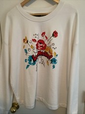 Love Moschino tropical floral print logo sweatshirt - white - Sz. 40/Sz 4-6 USA