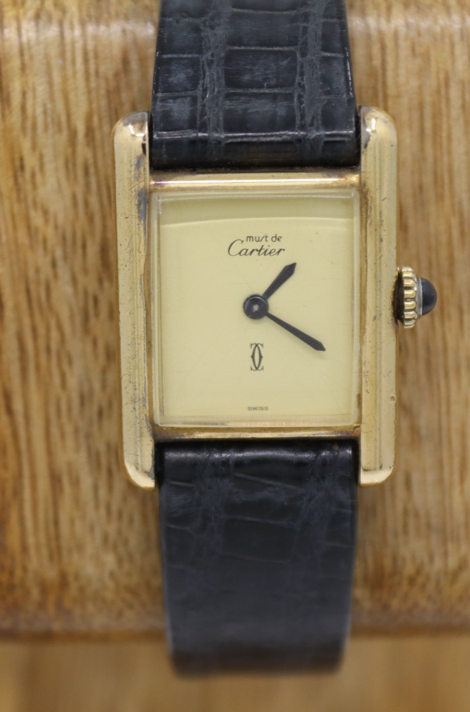 Cartier Must De Tank Sterling Vermeil 20mm x 28mm Lemon Dial