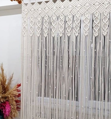 Cortina Floral Puerta Macramé Grande Boda Telón de Fondo Ventana Tejida Boho - Imagen 2 de 2