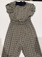 Enfocus Studio Jumpsuit Womens 12 Wide Leg Geometric Print Smocked Waist
