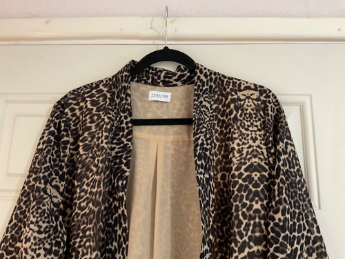 New Together Lagenlook Taupe Animal Print Fully Lined Duster/Jacket - Size L - Picture 2 of 12