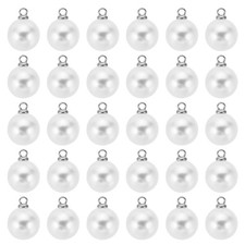 100pcs 10mm Faux Pearl Charm Pendants Drops Pearl Beads Silvery White