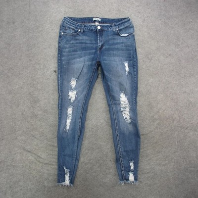 Refuge+ Jeans Womens Plus 16 Blue Medium Wash Distressed Skinny Stretch Denim