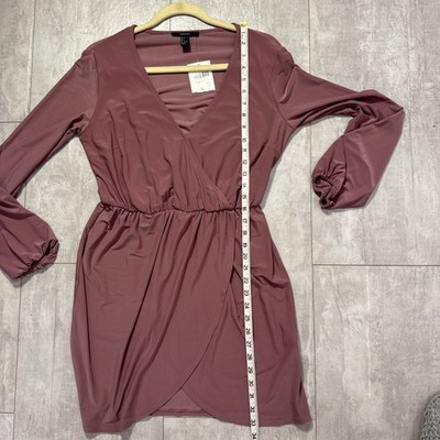NWT Forever 21 DUSTY pink wrap long sleeve dress size Large | eBay