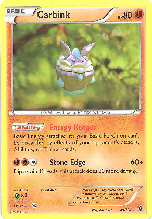 3 x Pokemon Card - Fates Collide 49/124 - CARBINK (rare) - NM/M