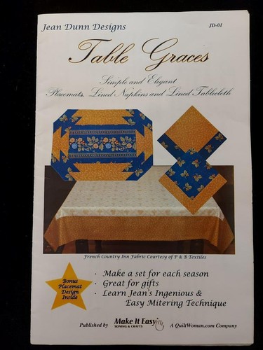 JD01 Elegant Quilted Placemats, Napkins & Table Cloth Patterns by Jean Dunn - Picture 1 of 2