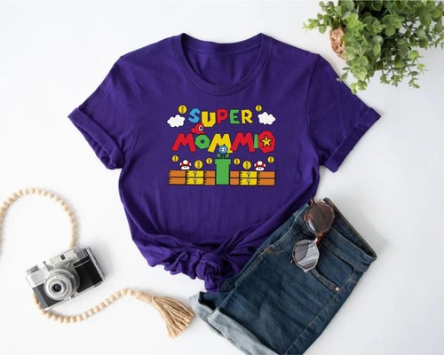 T-shirt Super Mommio regalo festa della mamma migliore maglietta mamma divertente carina mamma donna top - Foto 7 di 8